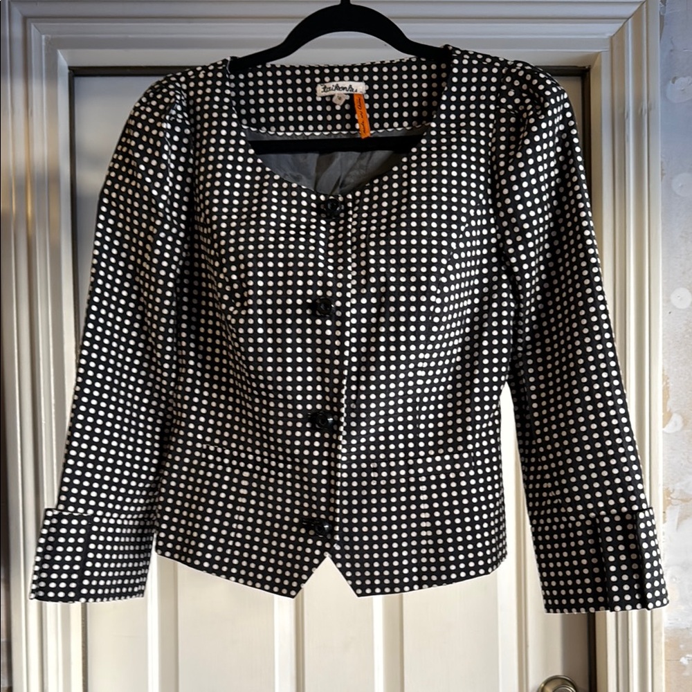 Black and White Houndstooth Blazer Cropped Tailored